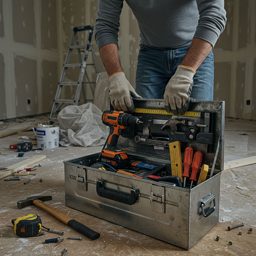Ouvrier ouvrant son coffre de chantier